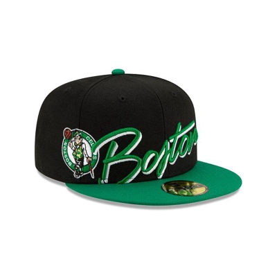 Sapca New Era Boston Celtics NBA Cursive 59FIFTY Fitted - Negrii